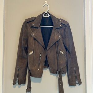 ALL SAINTS brown Leather Biker Jacket
